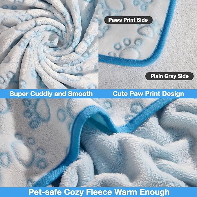 Blue Dog Blanket for Puppy Accesssories Boy, Blue Dog Stuff for Small Kitten Indoor Cats, Washable Soft Puppy Essentials Supplies