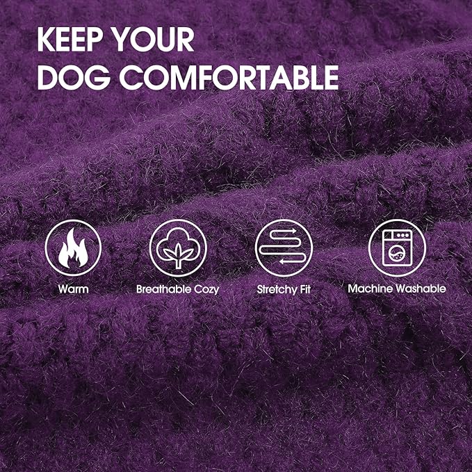 IECOii Dog Sweaters for Large Dogs,XXL Dog Sweater Warm Pullover Vest for Winter,Knitted Dog Sweater Large Size Dog Sweatshirt for Extra Large Dogs boy Girl,Golden Retriever,Pitbull,Purple-2XL