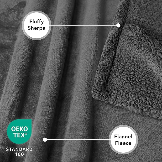 PetAmi Waterproof Dog Blanket for Medium Large Dog Puppy Cat Throw for Couch Cover Leakproof Protection, Sherpa Fleece, Reversible Soft Washable 60x40 Gray Gray