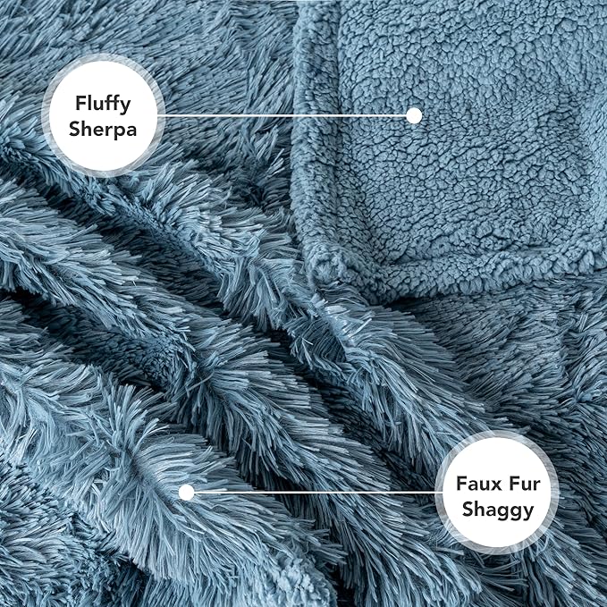 PetAmi Waterproof Dog Blanket for Large Dog, Calming Pet Blanket Bed Couch Cover Protector, Washable Sherpa Faux Fur Throw for Sofa Furniture Protection, Soft Fluffy 60x80 Light Blue