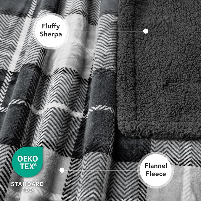 PetAmi Waterproof Dog Blanket for Bed, XL Dog Pet Blanket Couch Cover Protection, Sherpa Fleece Leakproof Bed Blanket for Crate Kennel Sofa Furniture Protector, Reversible Soft 80x60 Light Gray/Gray