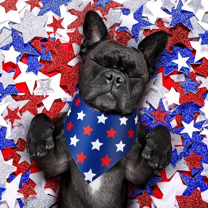 Preboun 50 Pcs Patriotic Dog Bandanas Bulk Labor Day Bandanas for Dogs Triangle Kerchief Scarf Set for Puppy Small Medium Large Workers' Veterans Day Costume Accessories (19.7 x 13.8 x 13.8 Inch)