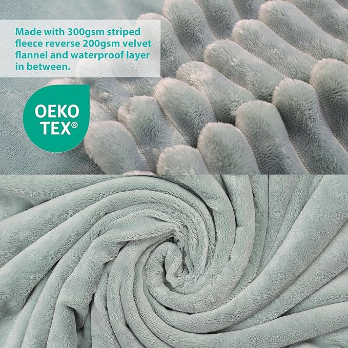 Waterproof Dog Blanket, Soft Fleece Blanket for Couch Protector, Reversible Pet Blankets Furniture Protector Cover for Small Medium Large Dogs Cats (Green, 50"x60")