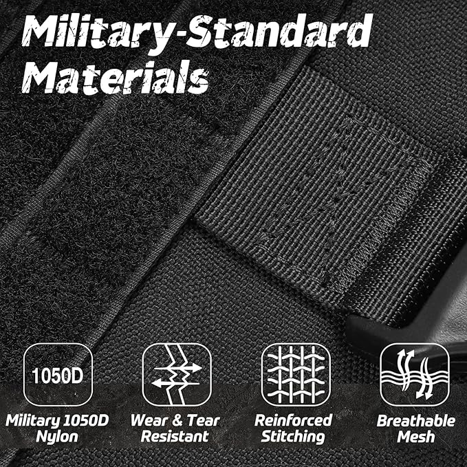 rabbitgoo Tactical Dog Harness Medium Sized, Heavy Duty Pet Harness with Handle, No-Pull Service Vest Medium Breed, Adjustable Military Dog Vest for Training Hunting Walking, Black, M