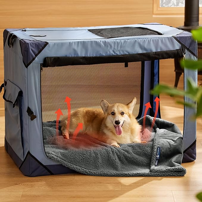 Bedsure Self Warming Blanket for Large Dogs - Waterproof, Washable, Sherpa Fleece Puppy Blanket, Soft Plush Reversible Throw Furniture Protector, 40"X50", Grey