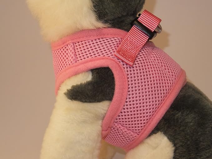 Soft No Pull Step-in Dog Harness Small Dog XXS XS Vest for Teacup, Chihuahua, Yorkie, Pomeranian Dog Vest Harness for Puppy Comfy Pink Mesh for Puppies (LG 16"-17.5" 9-12 lbs)