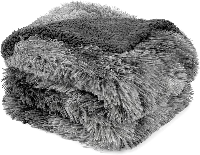 PetAmi Waterproof Dog Blanket for Large Dog, Calming Pet Blanket Bed Couch Cover Protector, Washable Sherpa Faux Fur Throw for Sofa Furniture Protection, Soft Fluffy 60x80 Tie-Dye Gray