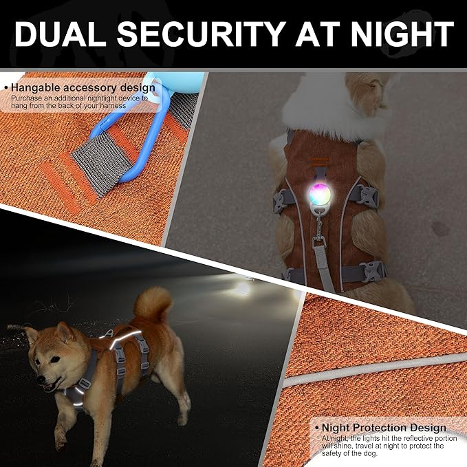 Escape Proof Dog Harness Small Sized Dog, Reflective No Pull Dog Vest with Handle, Lightweight Full Body Pet Harness Adjustable for Walking,Training(Blue,Chest:16-27")