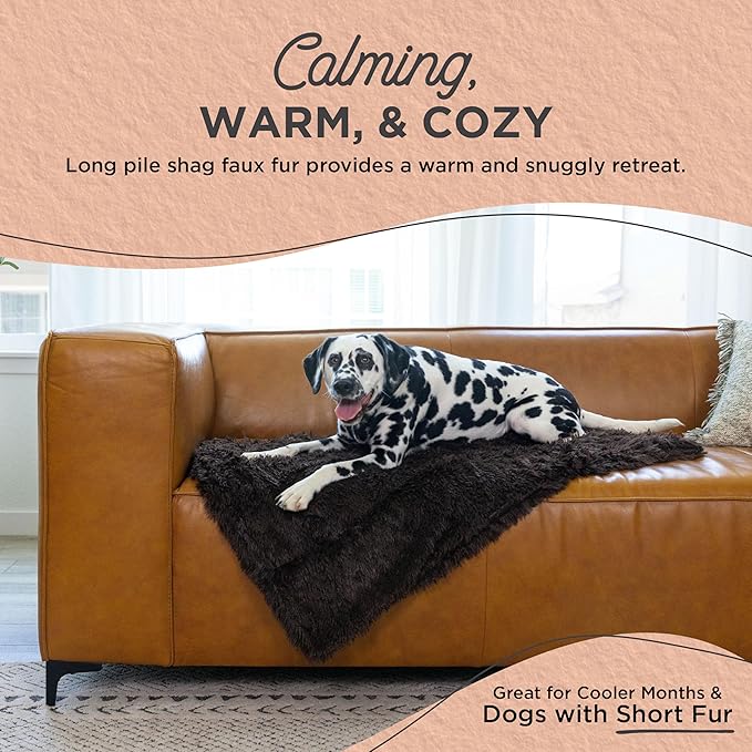 Best Friends by Sheri Calming Shag Dog Blanket – Ultra Soft Faux Fur Pet Throw, Anxiety-Relief, Lightweight Warm Bed Cover for Dogs and Cats, Machine Washable, Dark Brown, 30" x 40"