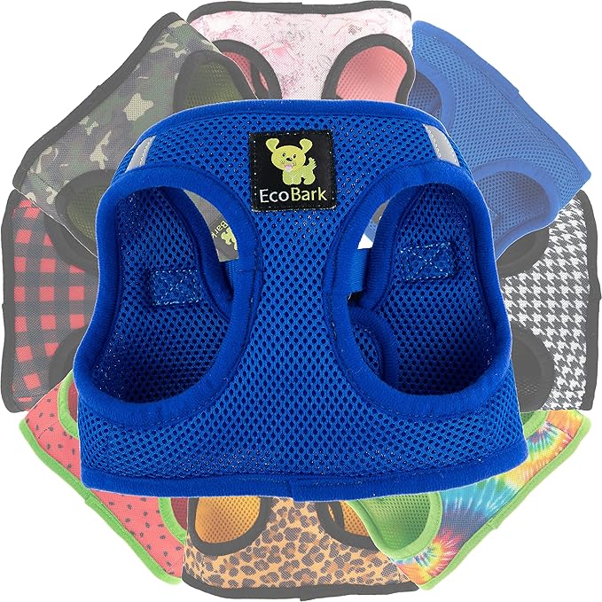 EcoBark Step in Dog Harness - Reflective Soft Luxurious Mesh Dog Harnesses for XXS, XS, Small, and Medium Dogs - Eco-Friendly Comfort Secure Halter No Pull Adjustable Pet Vest (Royal Blue, XS)