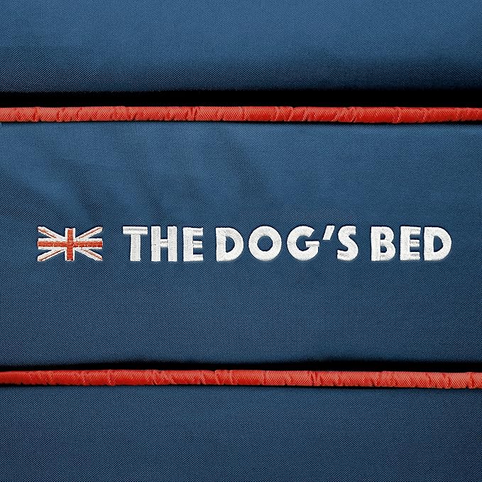 The Dog’s Bed Orthopedic Dog Bed XL Blue Oxford with Red Trim UK Flag Dog Bed, Memory Foam, Pain Relief: Arthritis, Post Surgery, Lameness, Waterproof Washable Cover