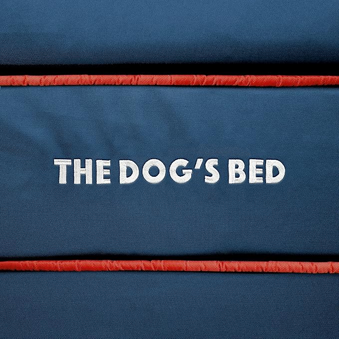 The Dog’s Bed, Large Blue Oxford with Red Trim, USA Flag Dog Bed with Central Flag Memory Foam, Pain Relief: Arthritis, Post Surgery, Waterproof Washable Cover