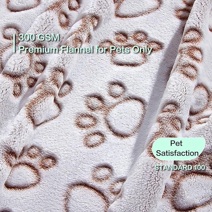 Stuffed Brown Small Premium Soft Dog Blanket, with Flannel Cute Paw Print, 24 * 32 inches, Newborn Cat Blanket Puppy Pads Supplies Dog Products Stuff Essentials