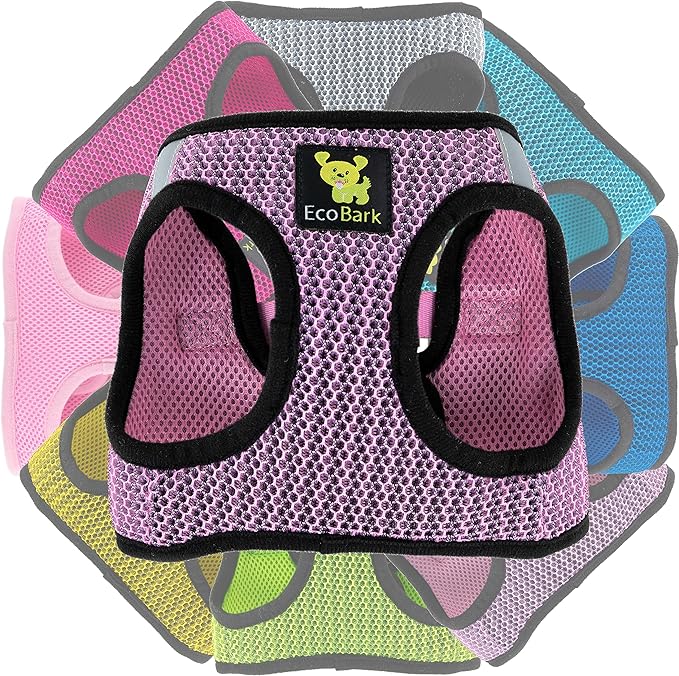 EcoBark Teacup Dog Harness - Step in Dog Harness - Soft Luxury Mesh - Mini Body Halter for Toy Breeds and Puppies - Halter Vest 3 pounds lbs (XXXS, Lilac Pink)