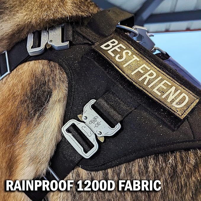 Tactical Dog Harness with 4 Metal Buckles. Tactical Vest for Dog No-Pull with Handle, Heavy Duty Harness for Small Dog (Metal Buckle Dog Harness Might not be Good for Tiny Dogs) Black (S)